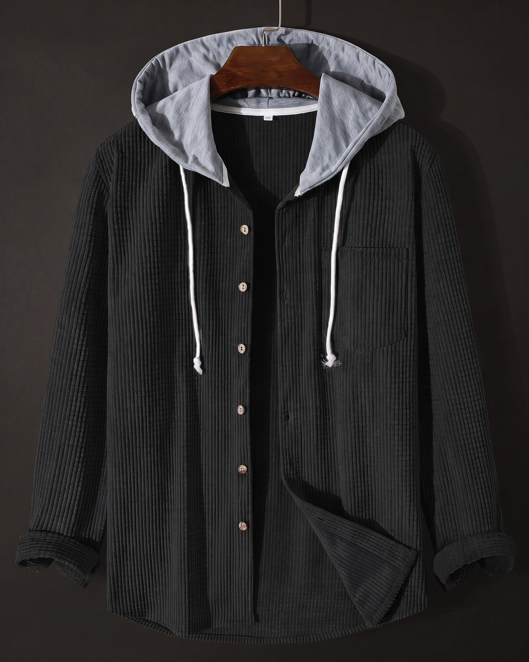 Mario Waffle-Knit Hooded Shirt Jacket