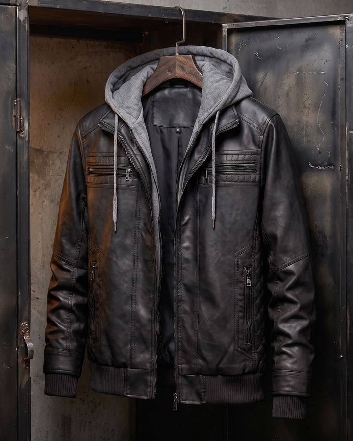Silvio Leather Hooded Jacket