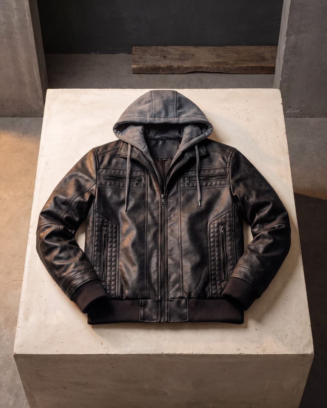 Silvio Leather Hooded Jacket