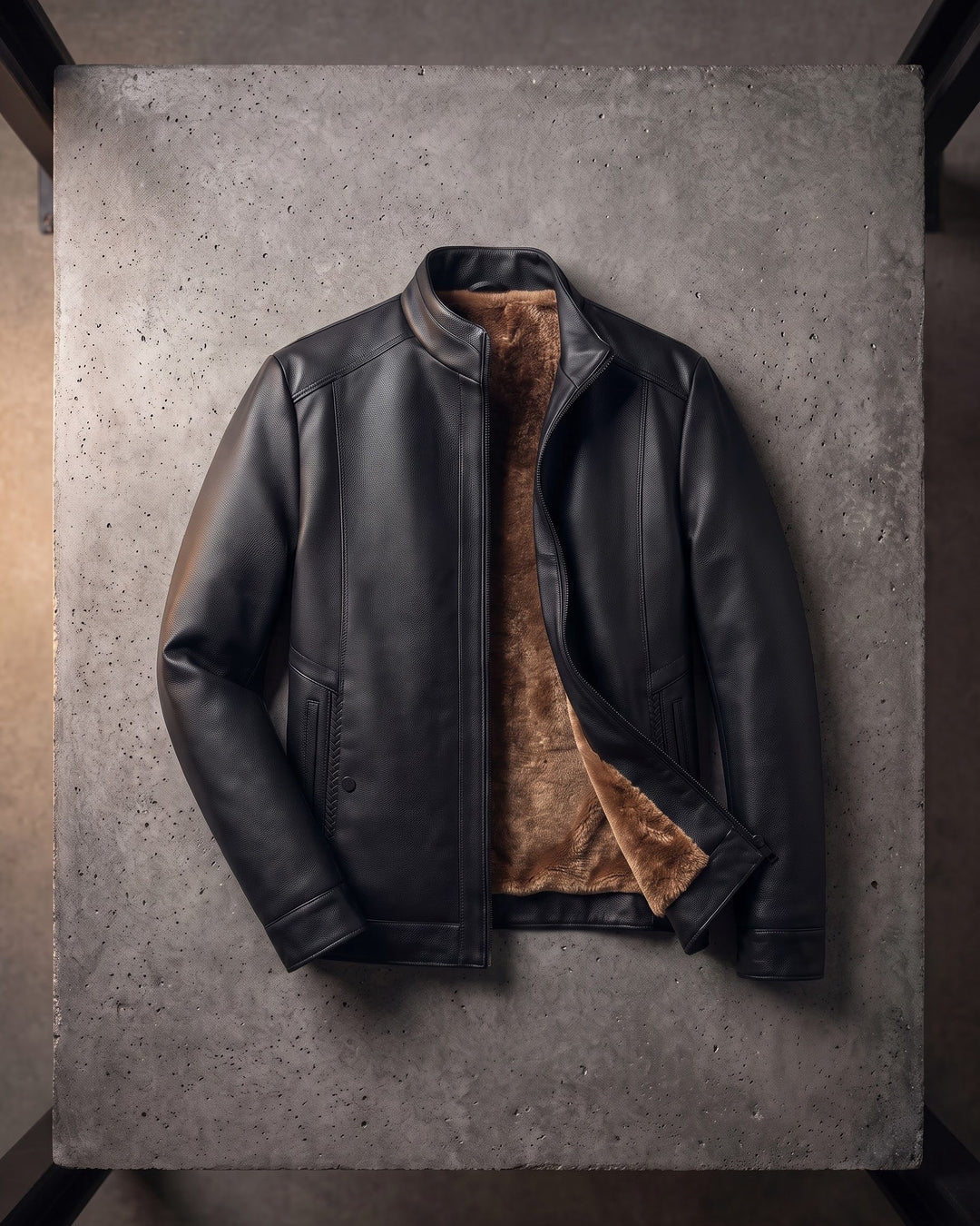 Francesco Faux Leather Sherpa-Lined Jacket