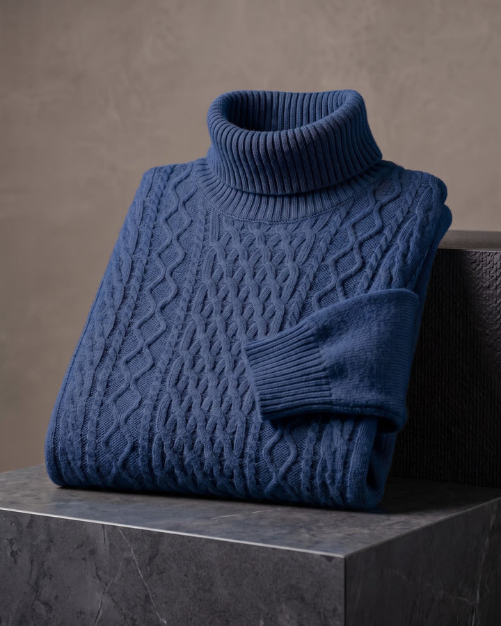 Giulio Wool Cable-Knit Turtleneck Sweater