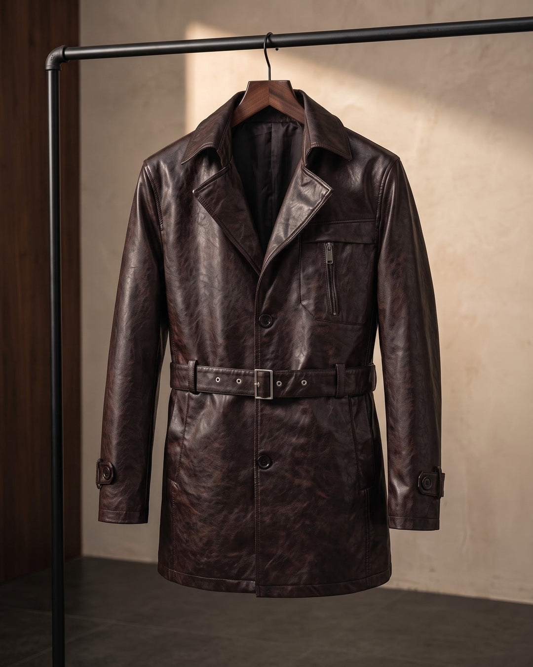 Dante Faux Leather Trench Coat