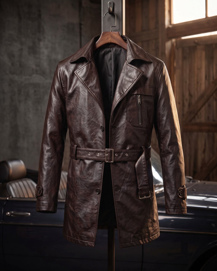 Dante Faux Leather Trench Coat