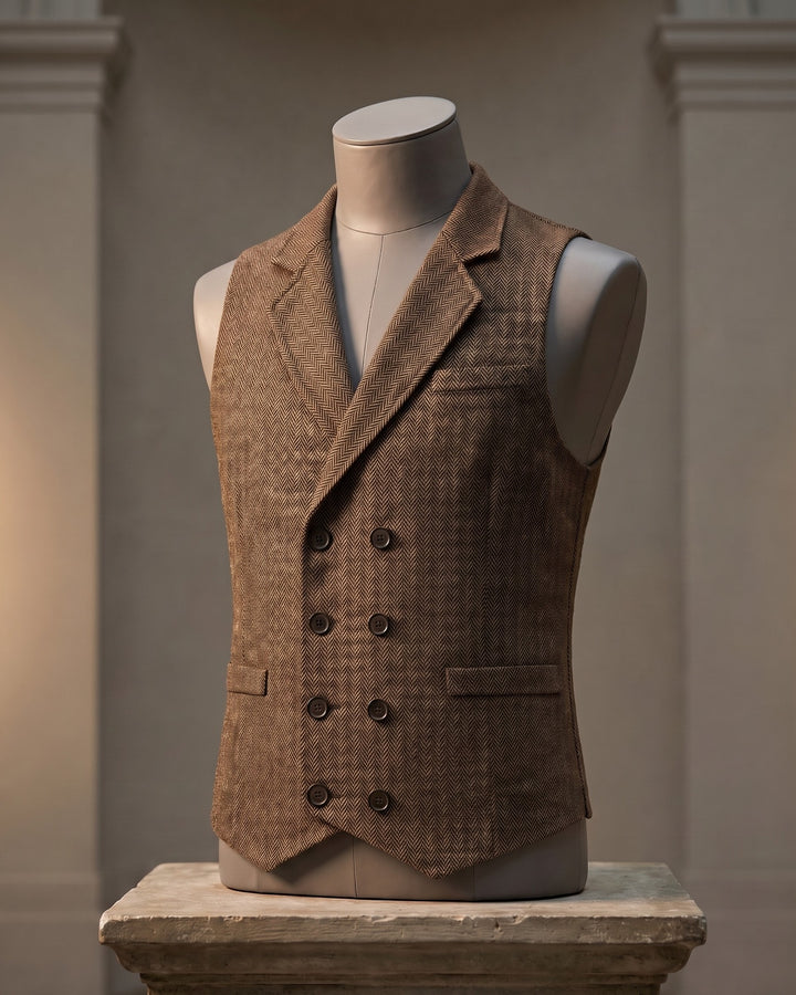 Guido Herringbone Tweed Vest