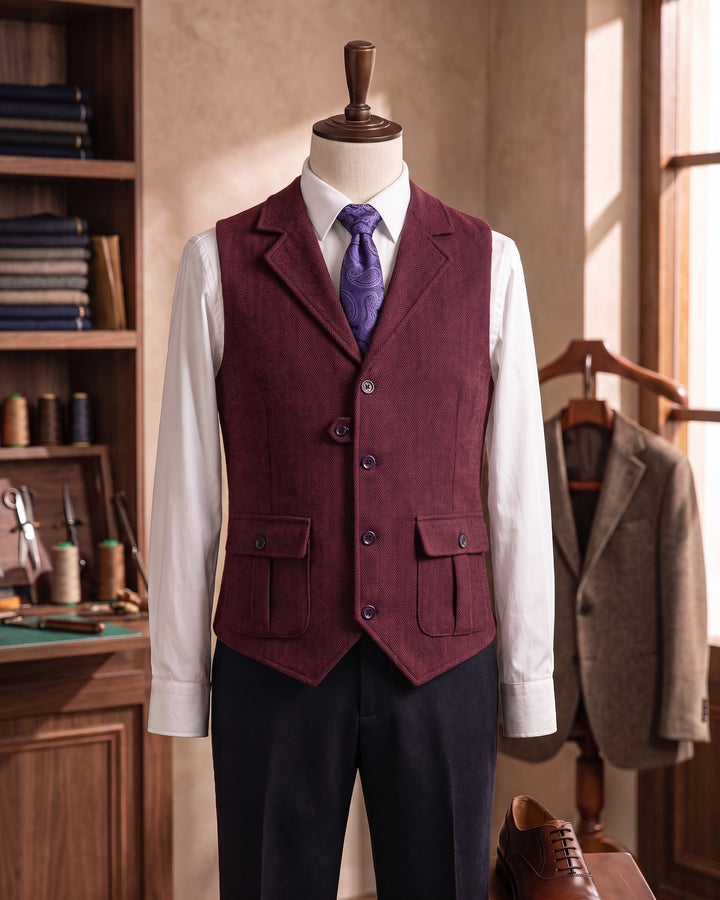 Vittorio Herringbone Waistcoat