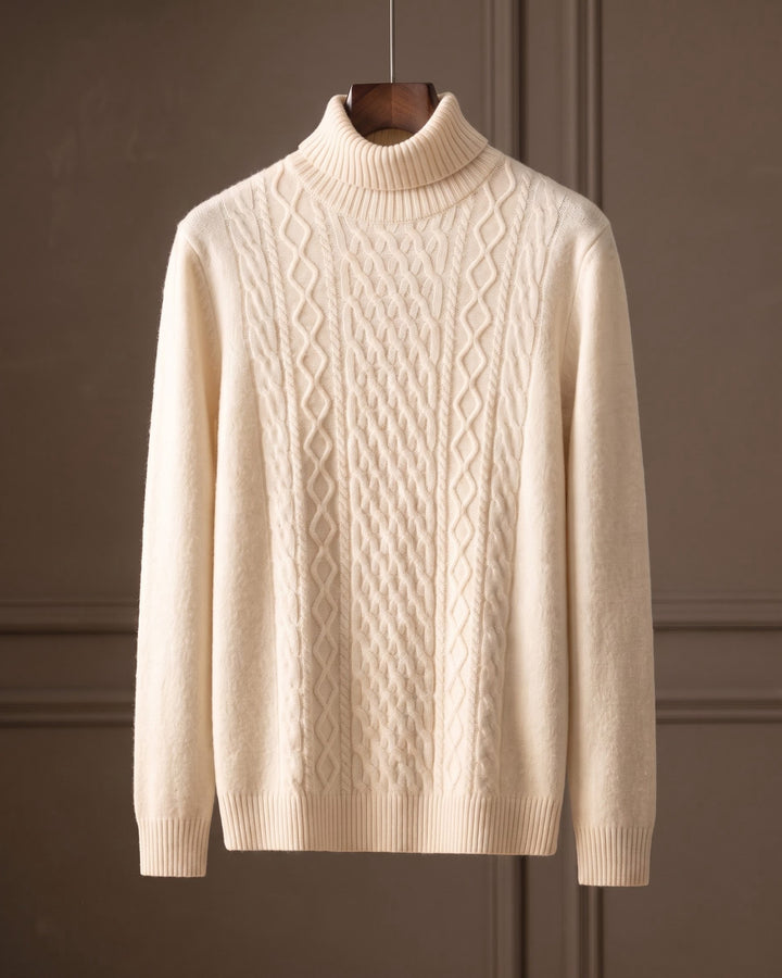 Giulio Wool Cable-Knit Turtleneck Sweater
