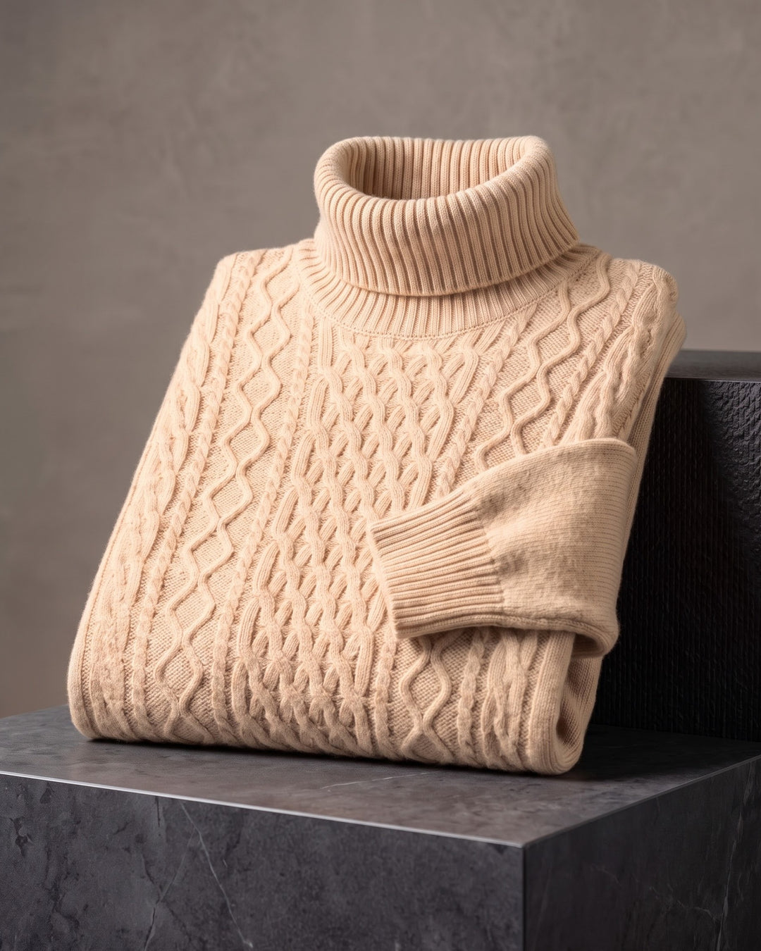 Giulio Wool Cable-Knit Turtleneck Sweater