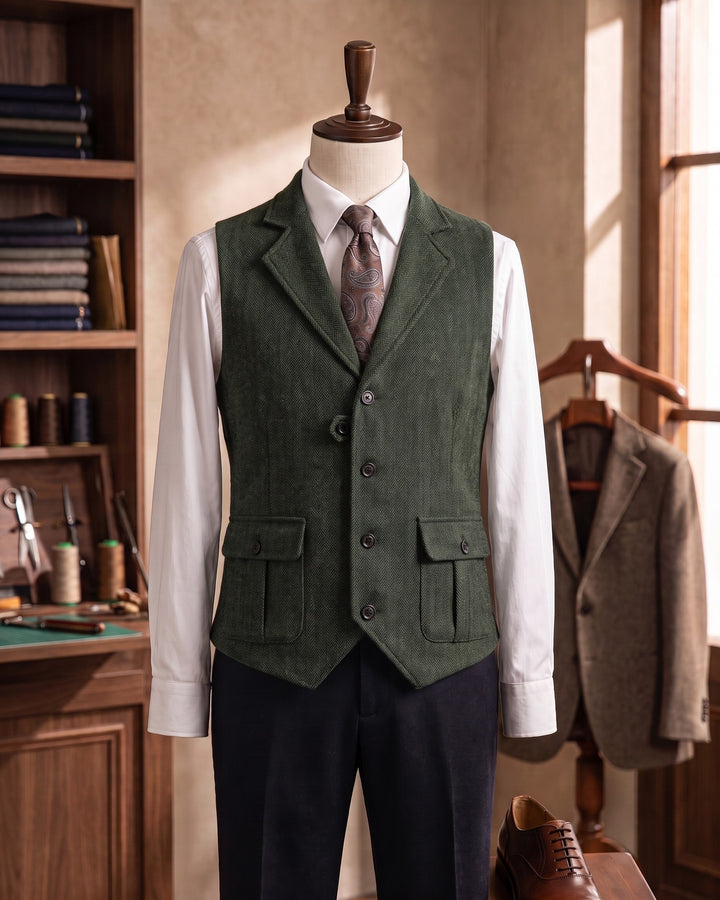 Vittorio Herringbone Waistcoat