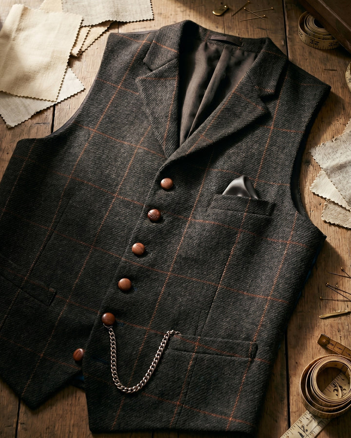 Vicente Tweed Lapelled Waistcoat