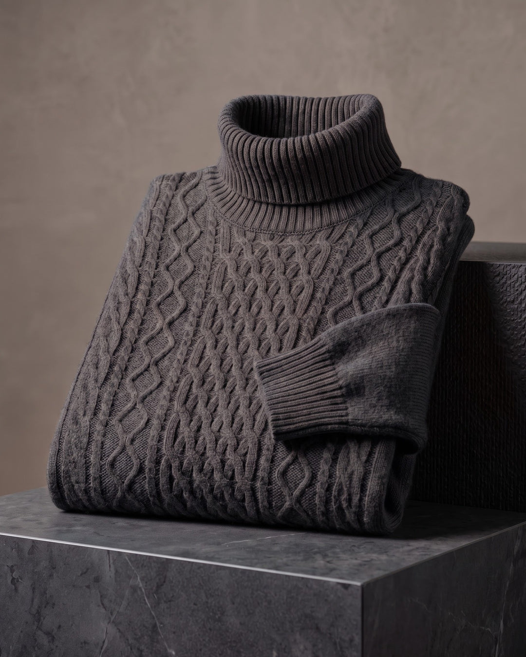 Giulio Wool Cable-Knit Turtleneck Sweater