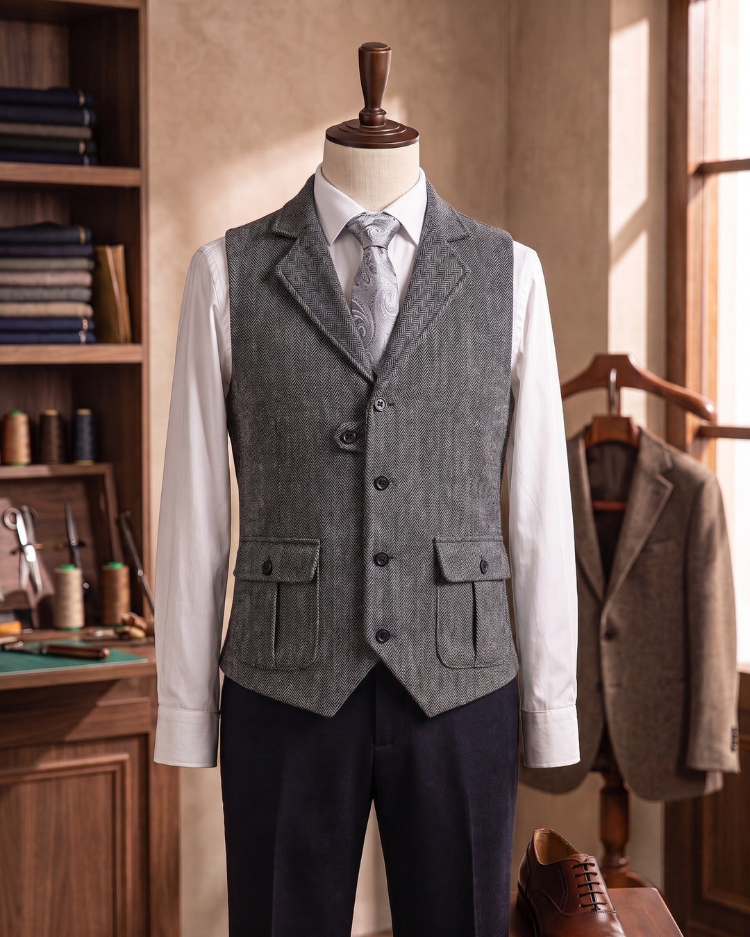 Vittorio Herringbone Waistcoat