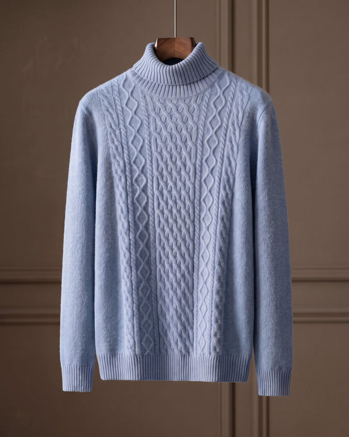 Giulio Wool Cable-Knit Turtleneck Sweater