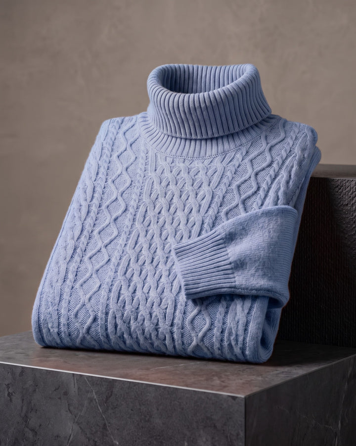 Giulio Wool Cable-Knit Turtleneck Sweater