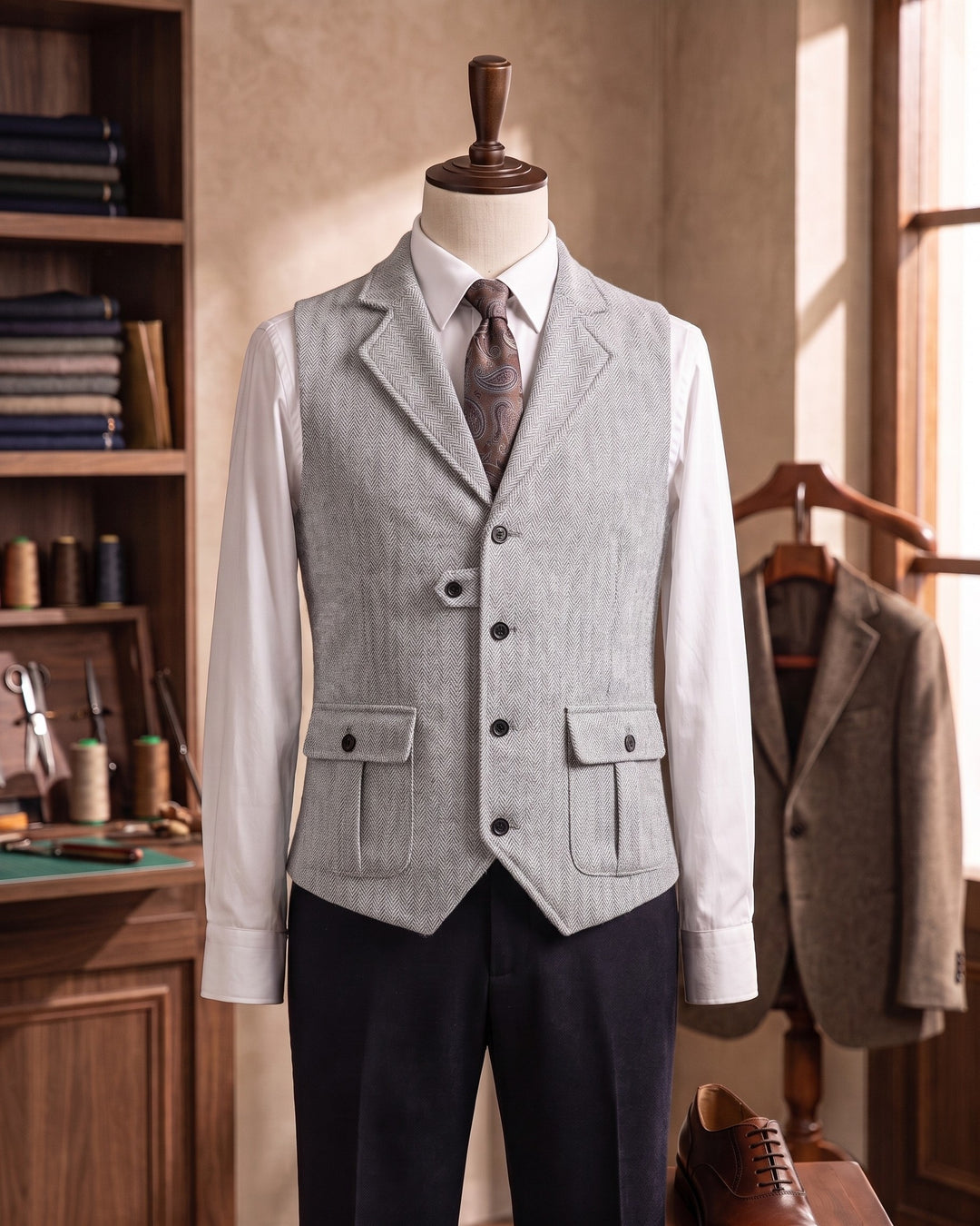 Vittorio Herringbone Waistcoat