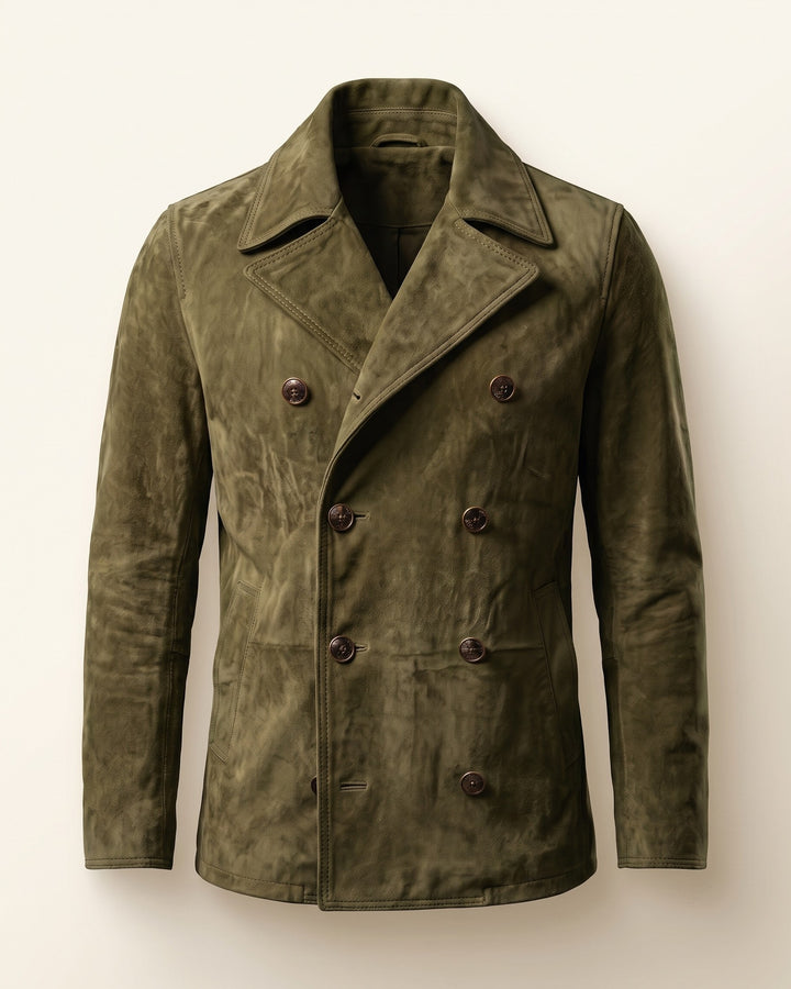 Ermanno Suede Leather Peacoat