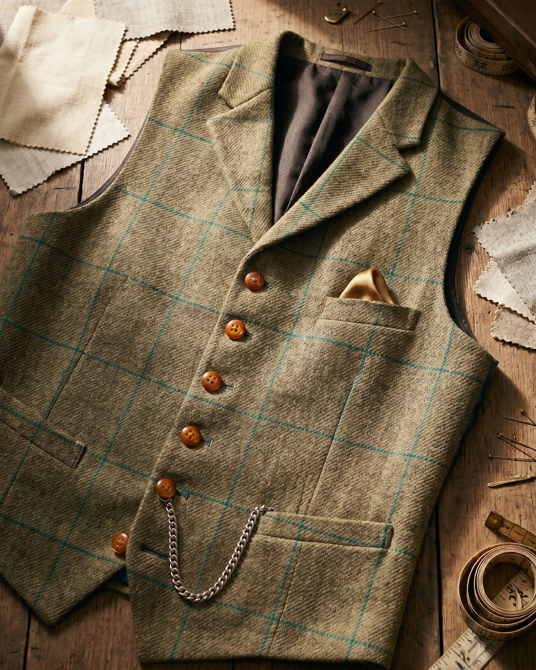 Vicente Tweed Lapelled Waistcoat