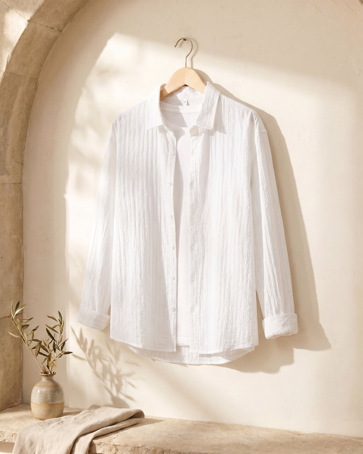 Valentino Cotton-Rayon Crinkle Shirt