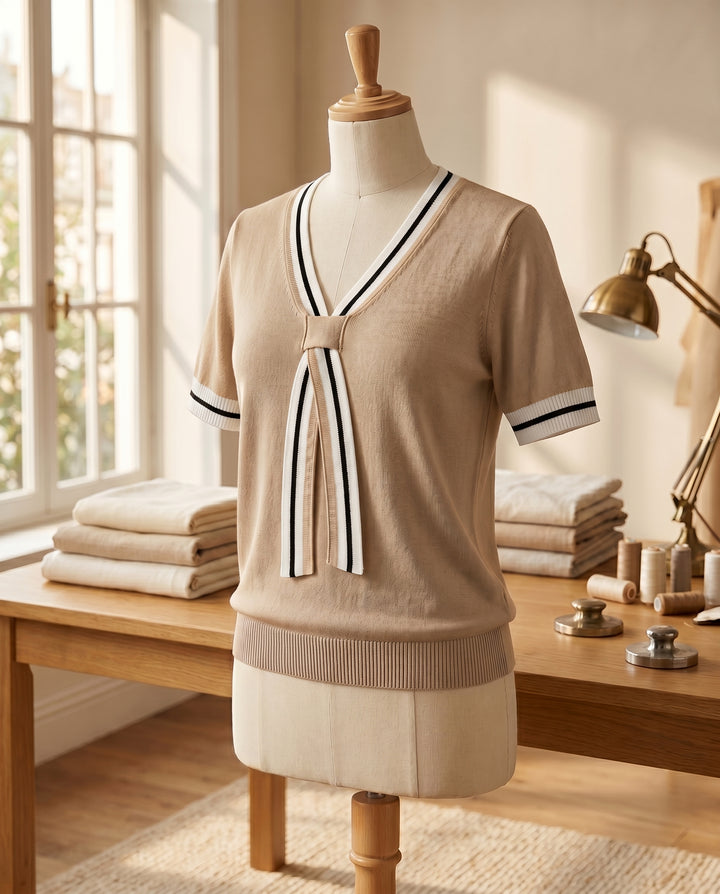 Mirella Tie-Neck Knit Top