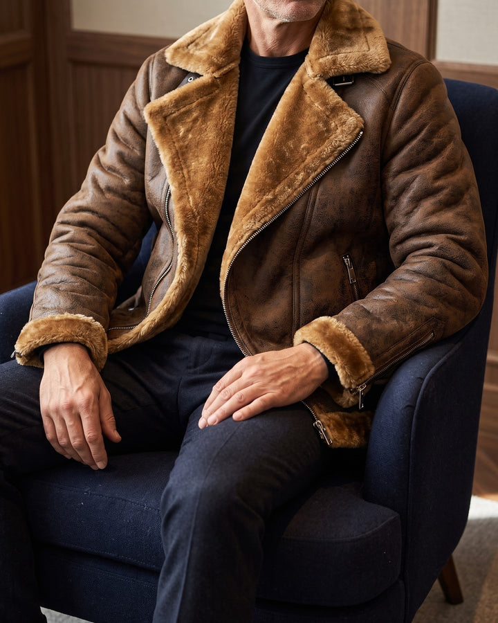Antonio Faux Leather Shearling Jacket