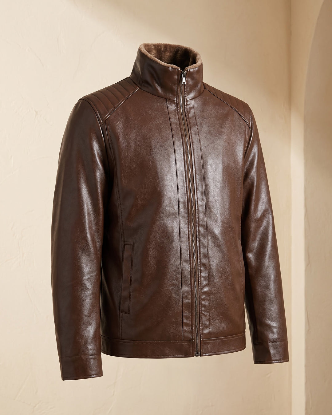 Hugo Faux Leather Shearling-Collar Jacket
