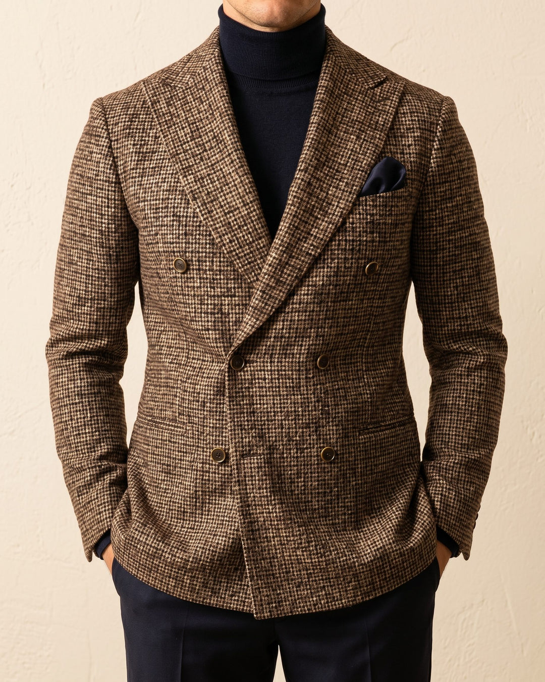 Simon Houndstooth Tweed Double-Breasted Blazer