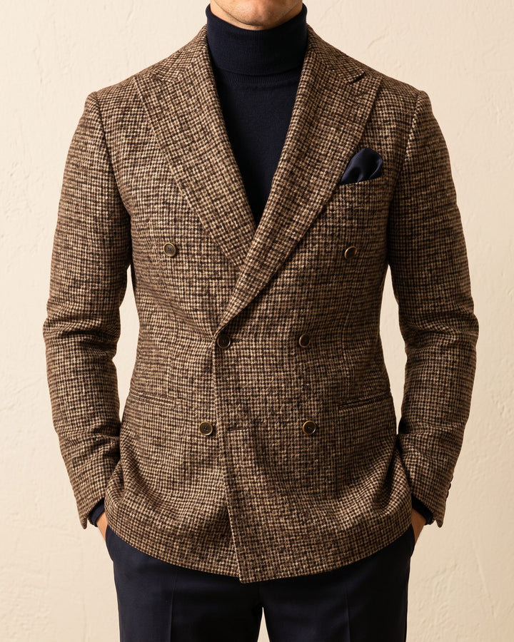 Simon Houndstooth Tweed Double-Breasted Blazer