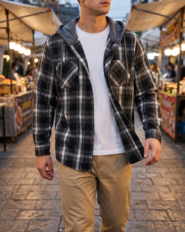Pietro Hooded Flannel Overshirt