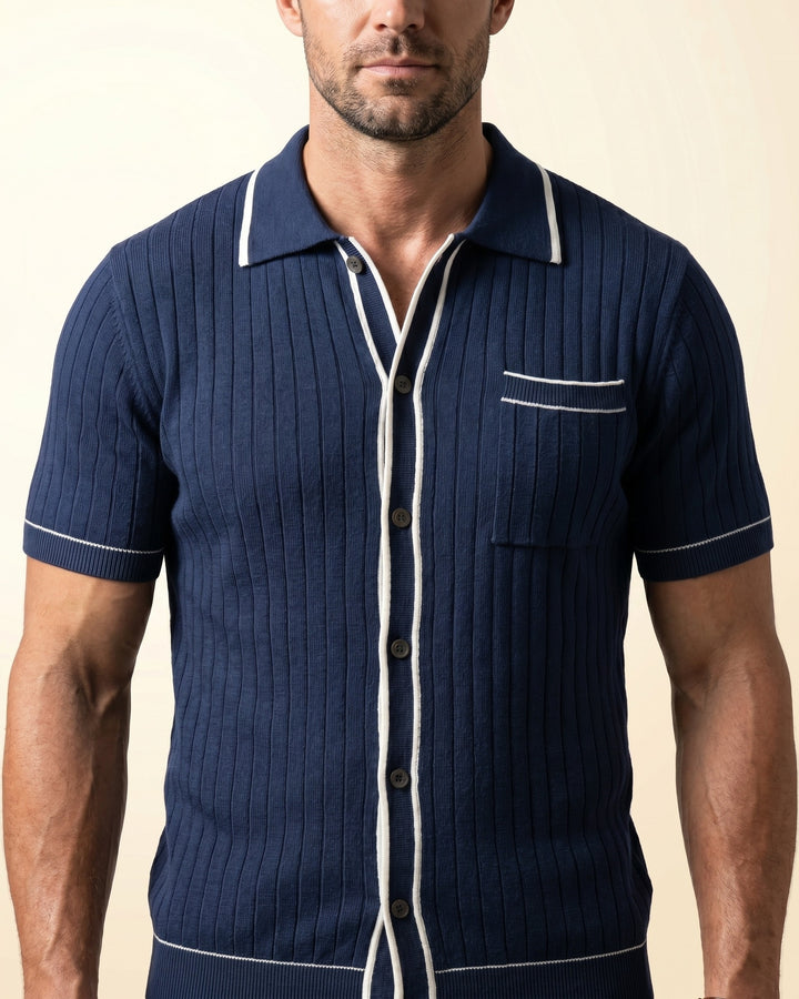 Isidoro Ribbed-Knit Polo Shirt