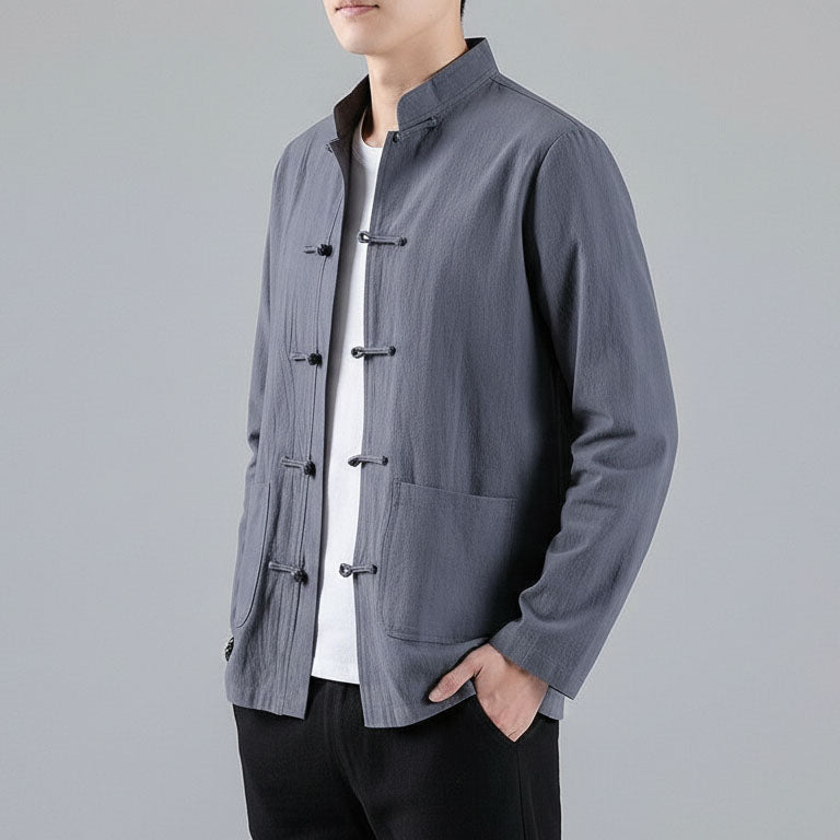 Domenico Linen-Blend Mandarin Jacket