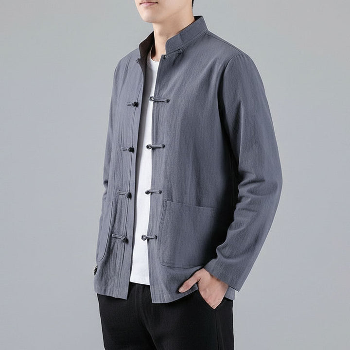 Domenico Linen-Blend Mandarin Jacket