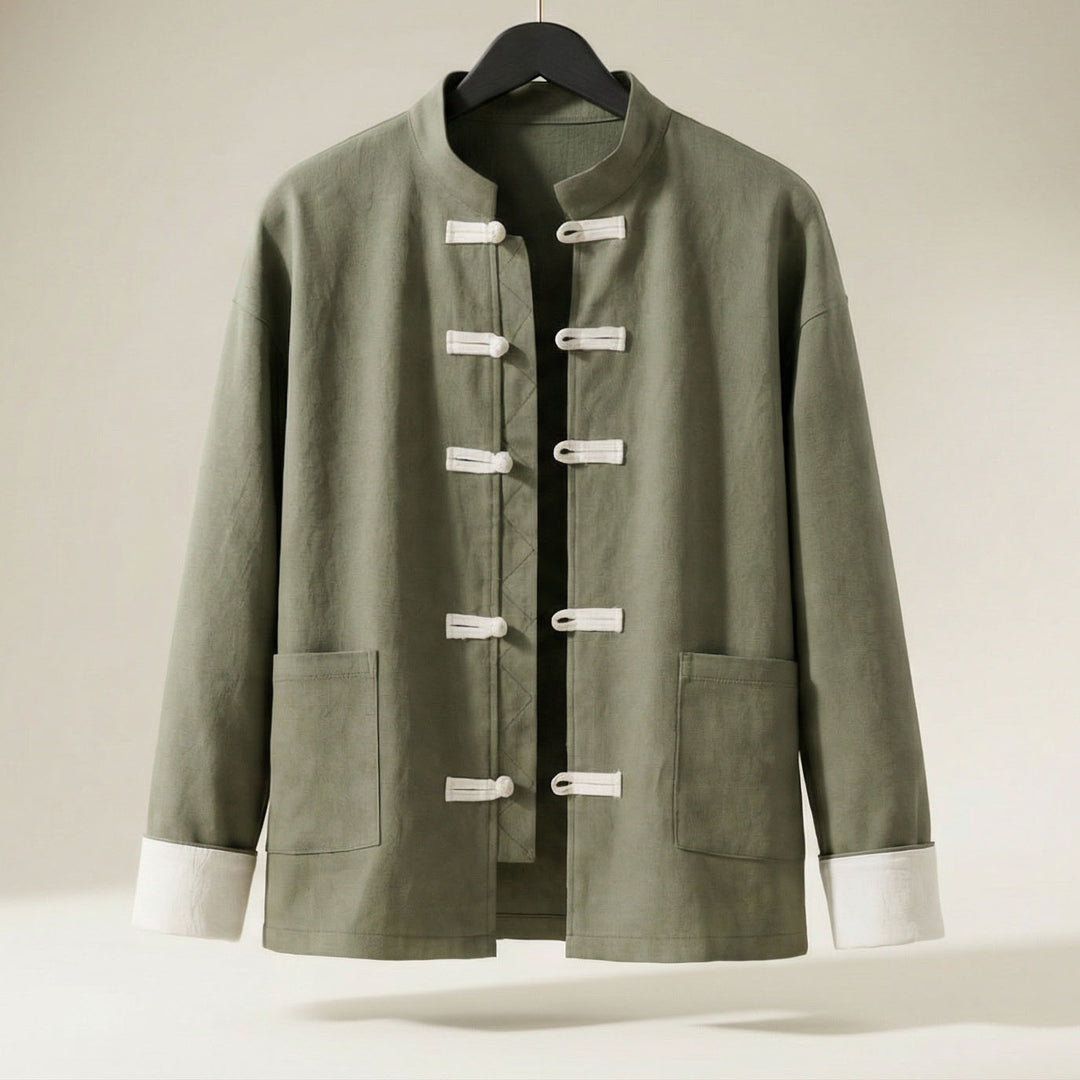 Tiberio Linen-Blend Mandarin Jacket