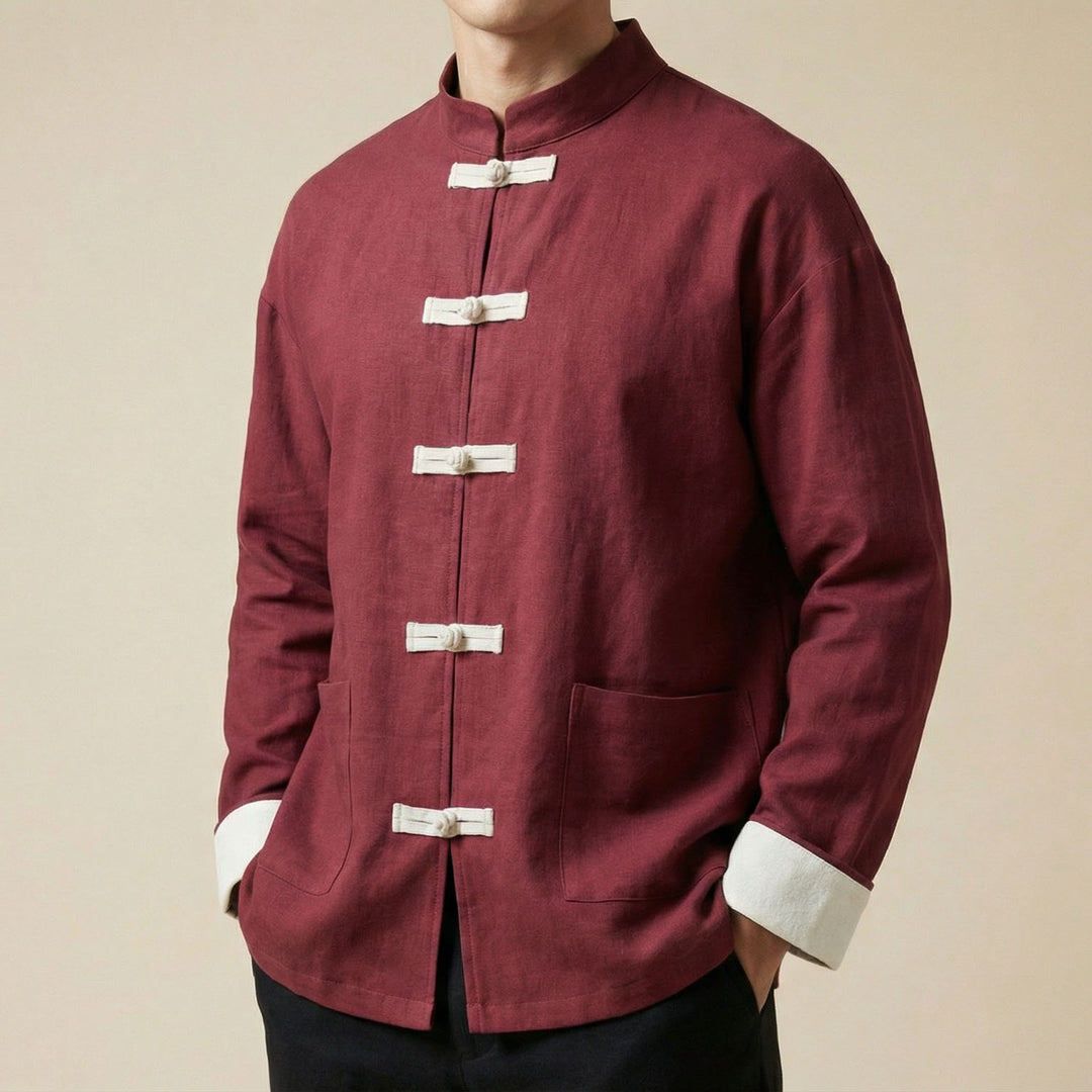 Tiberio Linen-Blend Mandarin Jacket