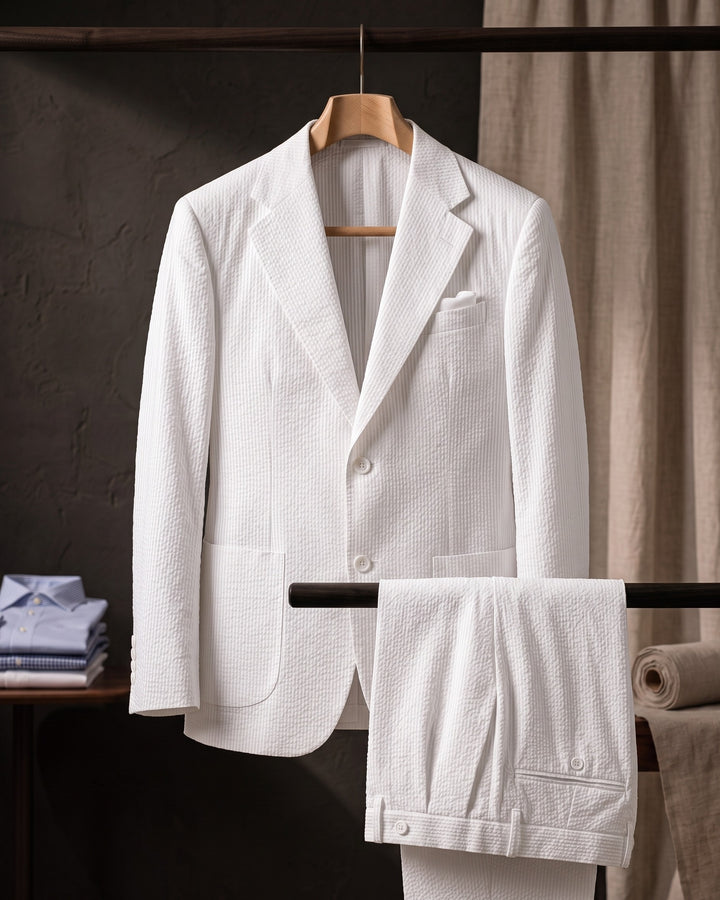 Roberto Cotton Seersucker Suit Set