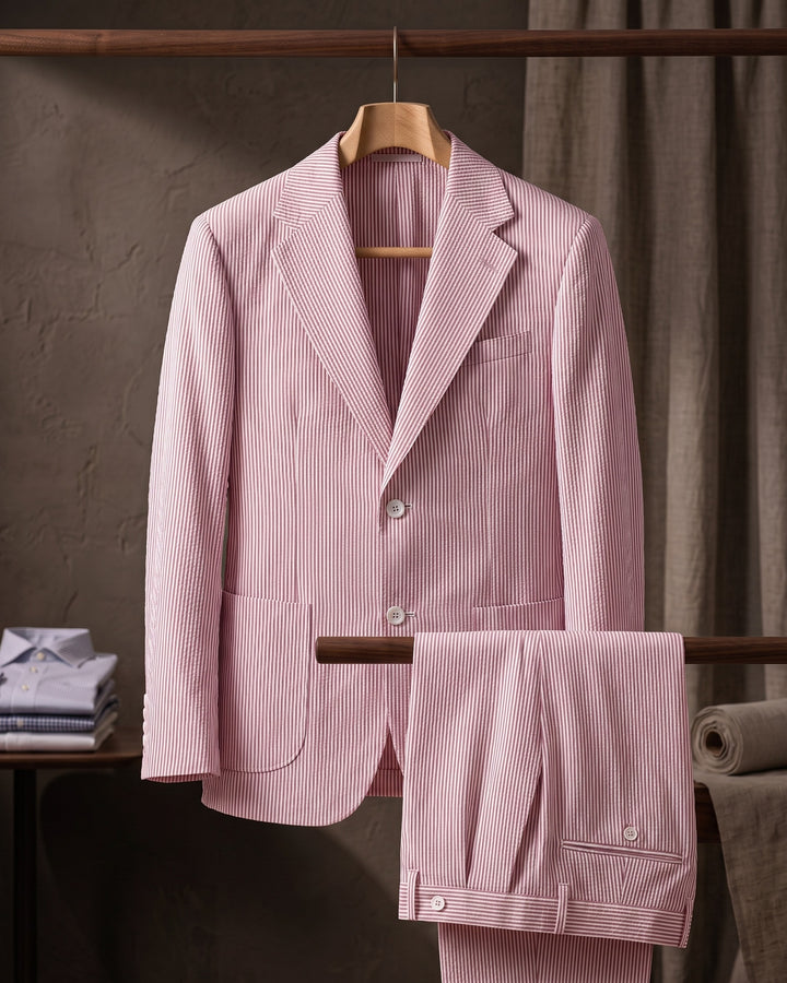 Roberto Cotton Seersucker Suit Set