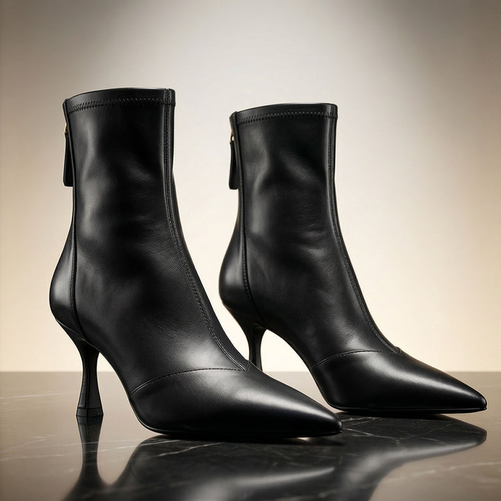 Valentina Leather Pointed-Heel Ankle Boot